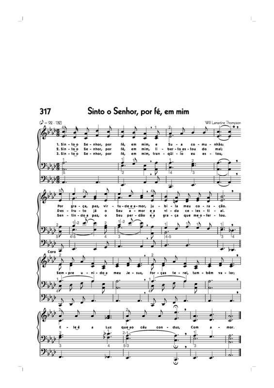 Partitura da música -317. Sinto O Senhor Por Fé Em Mim