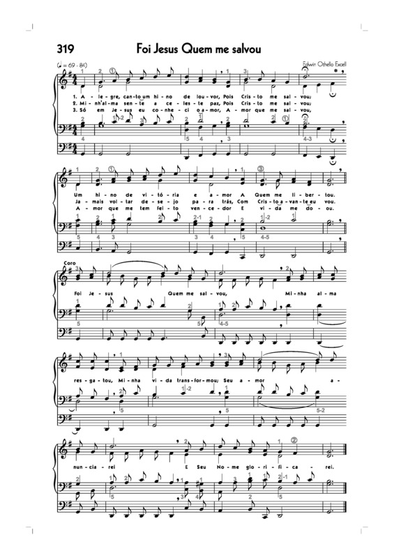 Partitura da música -319. Foi Jesus Quem Me Salvou