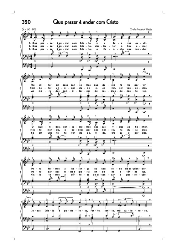 Partitura da música -320. Que Prazer É Andar Com Cristo