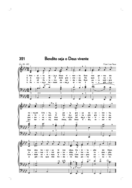 Partitura da música -321. Bendito Seja O Deus Vivente