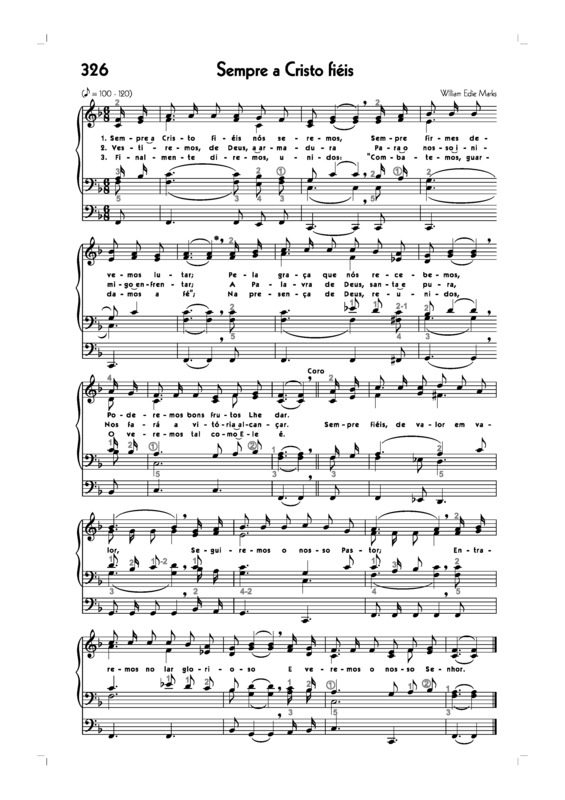 Partitura da música -326. Sempre A Cristo Fiéis