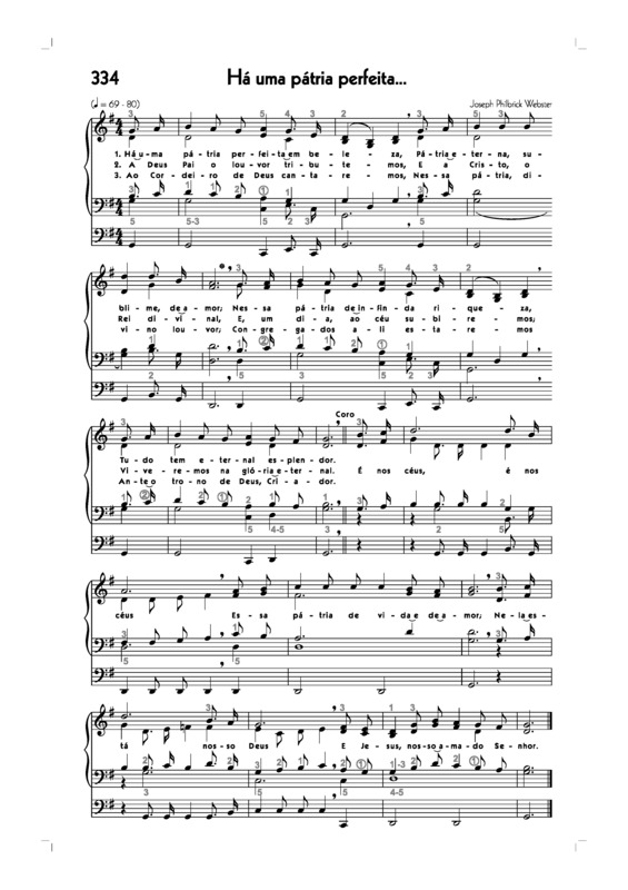 Partitura da música -334. Há Uma Pátria Perfeita