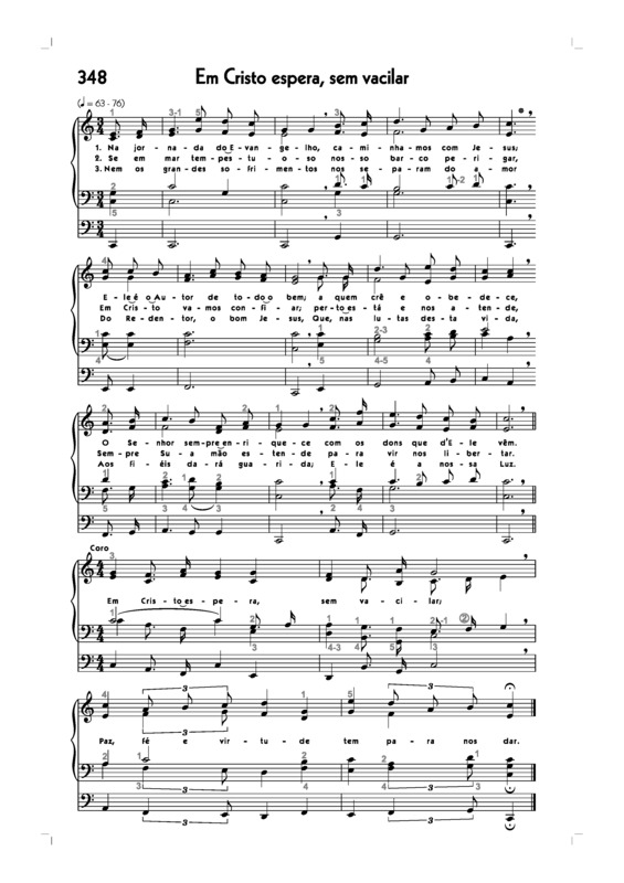 Partitura da música -348. Em Cristo Espera Sem Vacilar