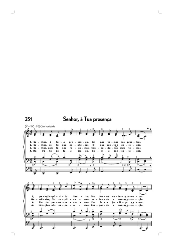 Partitura da música -351. Senhor À Tua Presença