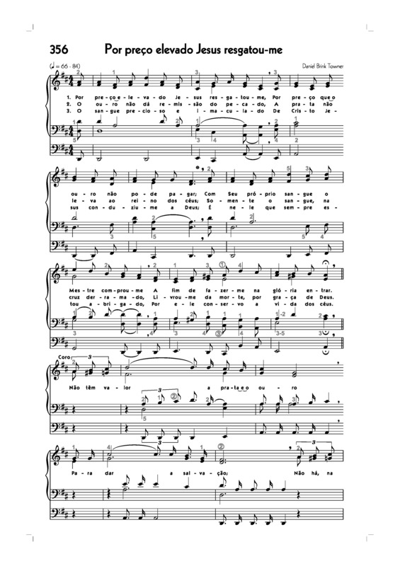 Partitura da música -356. Por Preço Elevado Jesus Resgatou-me