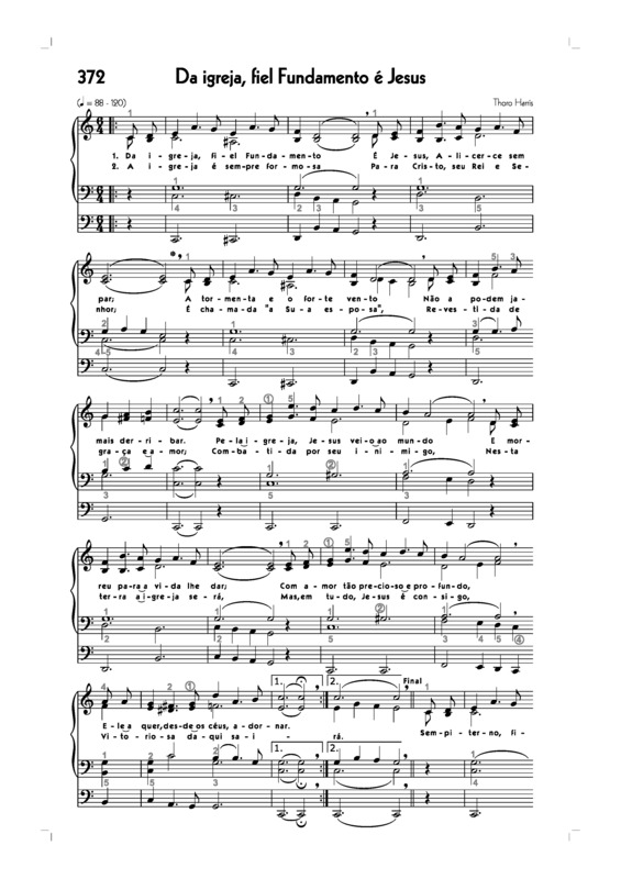 Partitura da música -372. Da Igreja Fiel Fundamento É Jesus