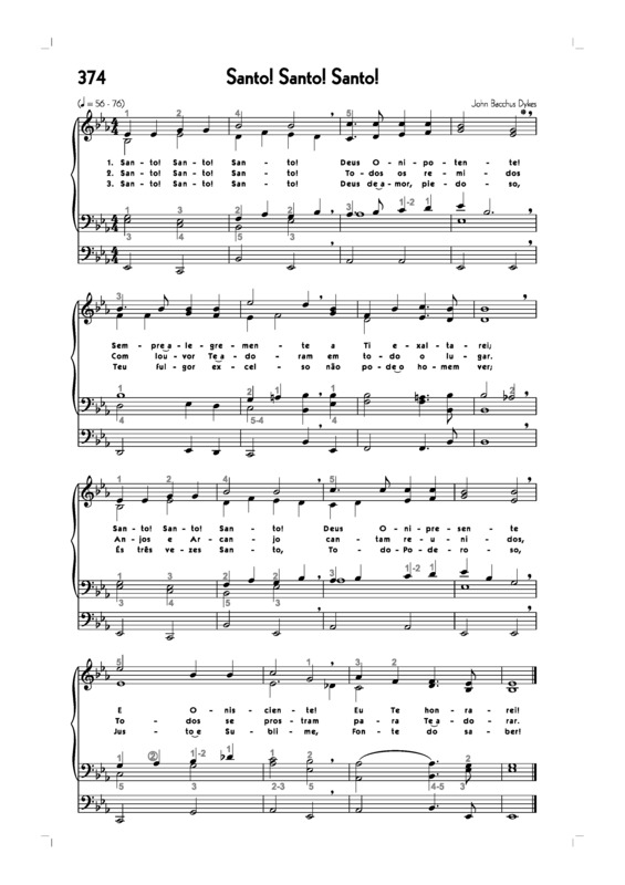 Partitura da música -374. Santo Santo Santo