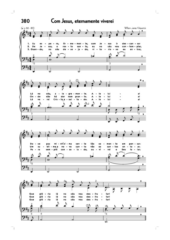 Partitura da música -380. Com Jesus Eternamente Viverei