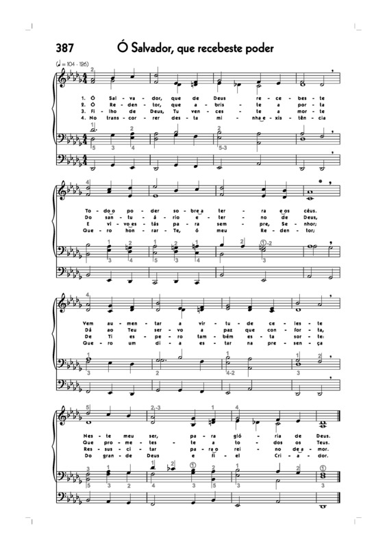 Partitura da música -387. Ó Salvador Que Recebeste Poder