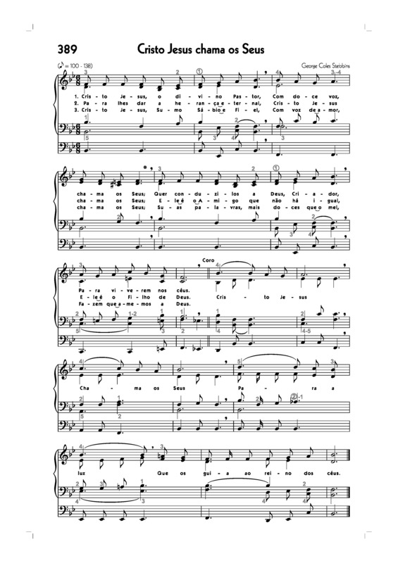 Partitura da música -389. Cristo Jesus Chama Os Seus