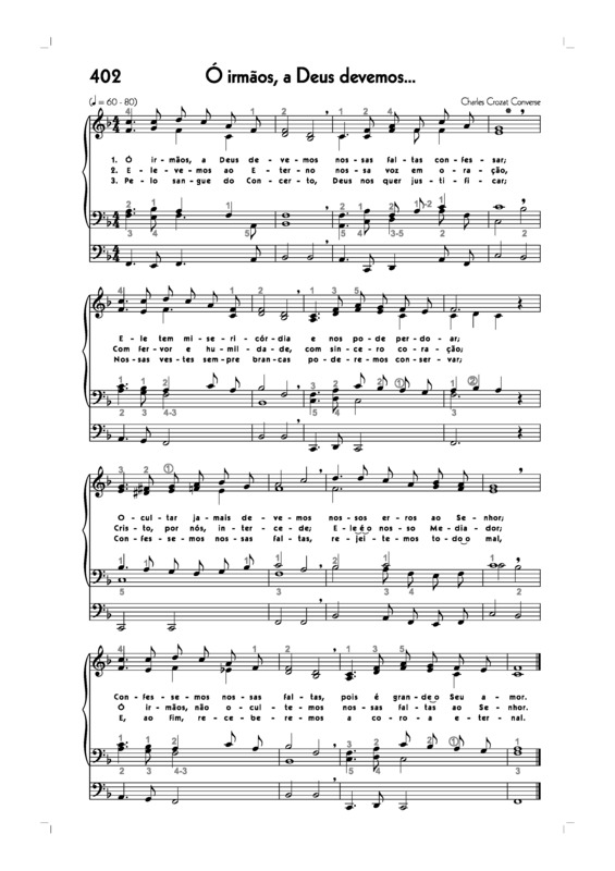 Partitura da música -402. Ó Irmãos A Deus Devemos