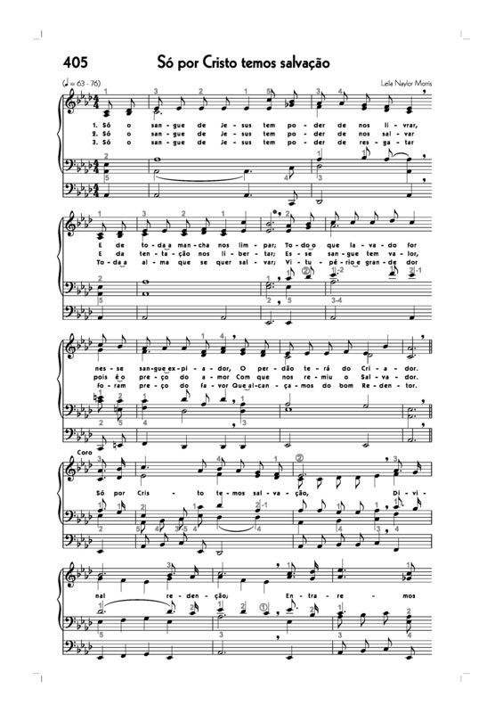 Partitura da música -405. Só Por Cristo Temos Salvação