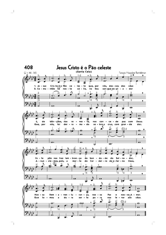 Partitura da música -408. Jesus Cristo É O Pão Celeste