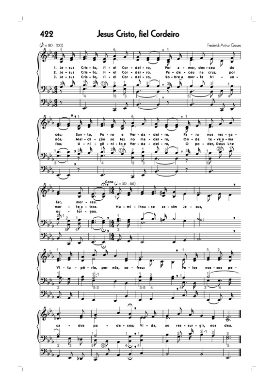 Partitura da música -422. Jesus Cristo Fiel Cordeiro