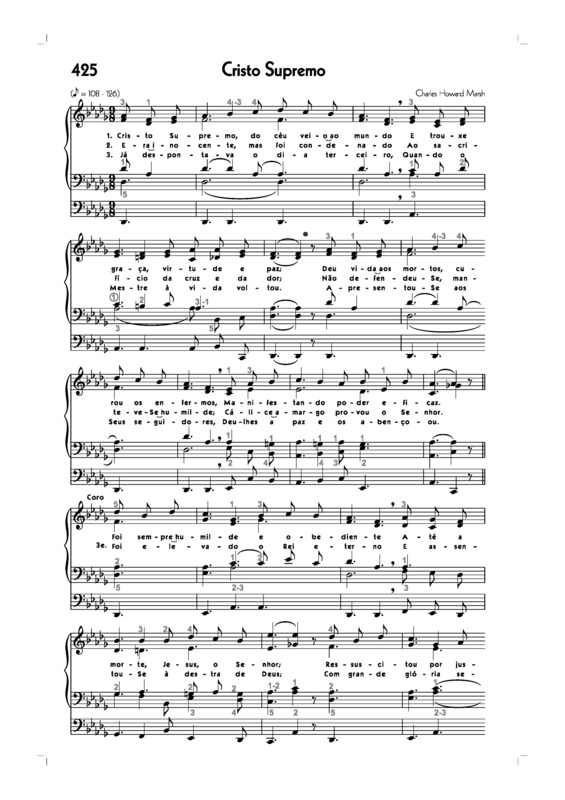 Partitura da música -425. Cristo Supremos