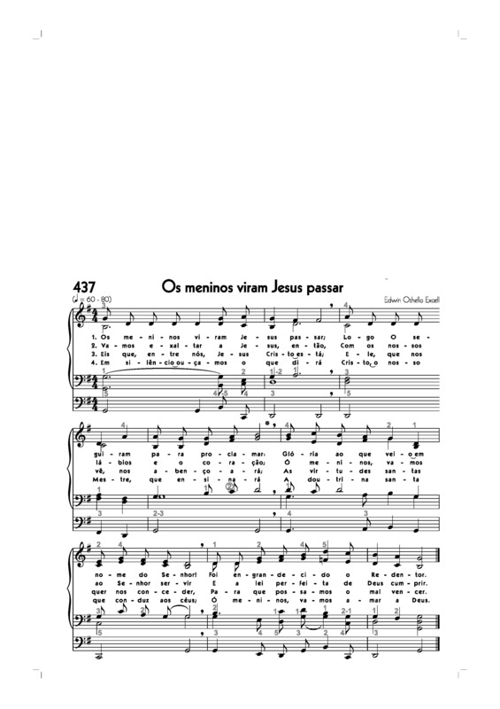 Partitura da música -437. Os Meninos Viram Jesus Passar