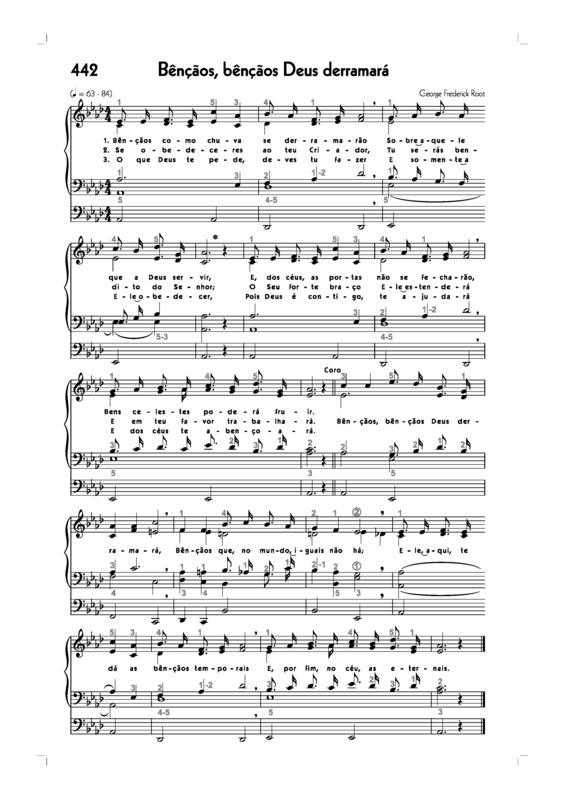 Partitura da música -442. Bênçãos Bênçãos Deus Derramará