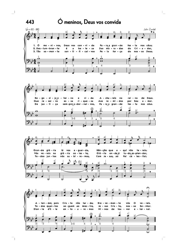 Partitura da música -443. Ó Meninos Deus Vos Convida