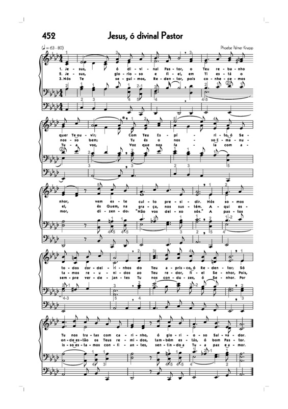 Partitura da música -452. Jesus Ó Divinal Pastor