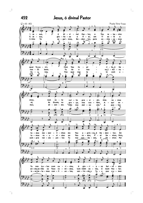 Partitura da música -452. Jesus Ó Divinal Pastor