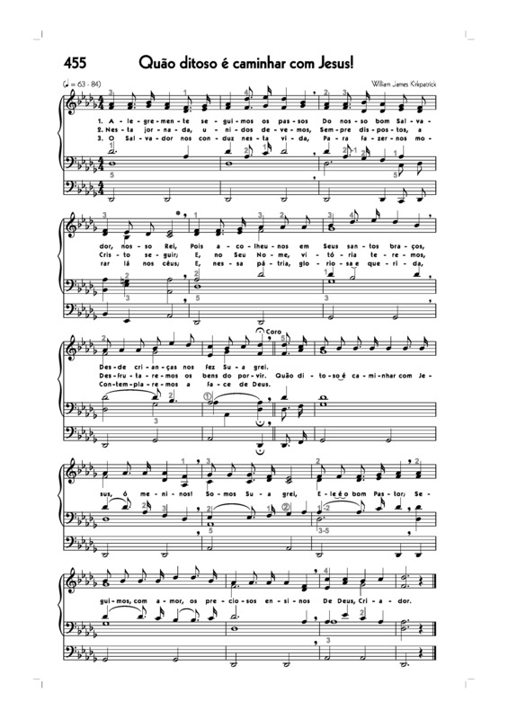 Partitura da música -455. Quão Ditoso É Caminhar Com Jesus