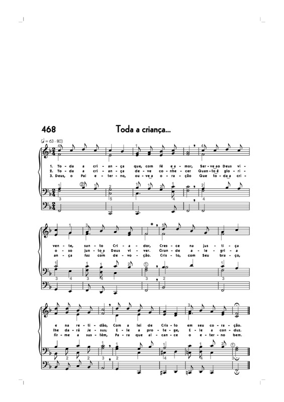 Partitura da música -468. Toda A Criança..