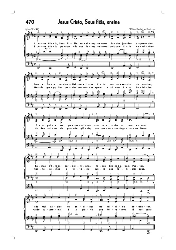 Partitura da música -470. Jesus Cristo Seus Fiéis Ensina