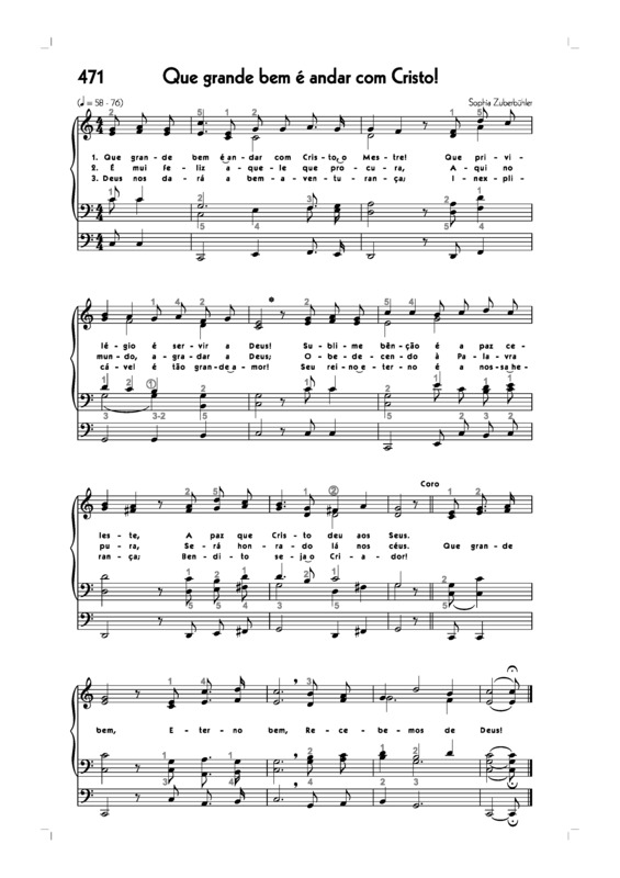 Partitura da música -471. Que Grande Bem É Andar Com Cristo