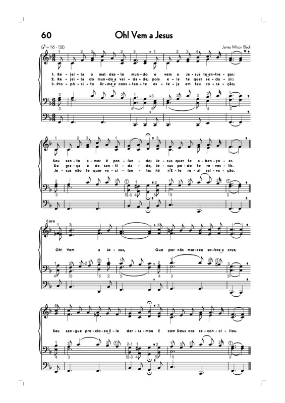 Partitura da música -60. Oh Vem A Jesus