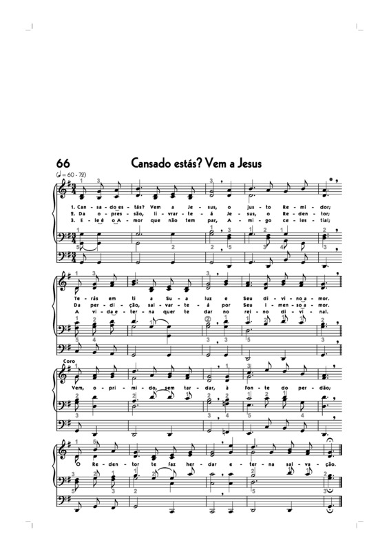 Partitura da música -66. Cansado Estás_ Vem A Jesus