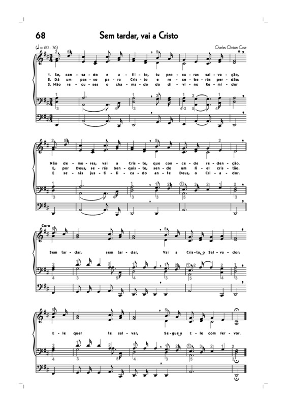 Partitura da música -68. Sem Tardar Vai A Cristo