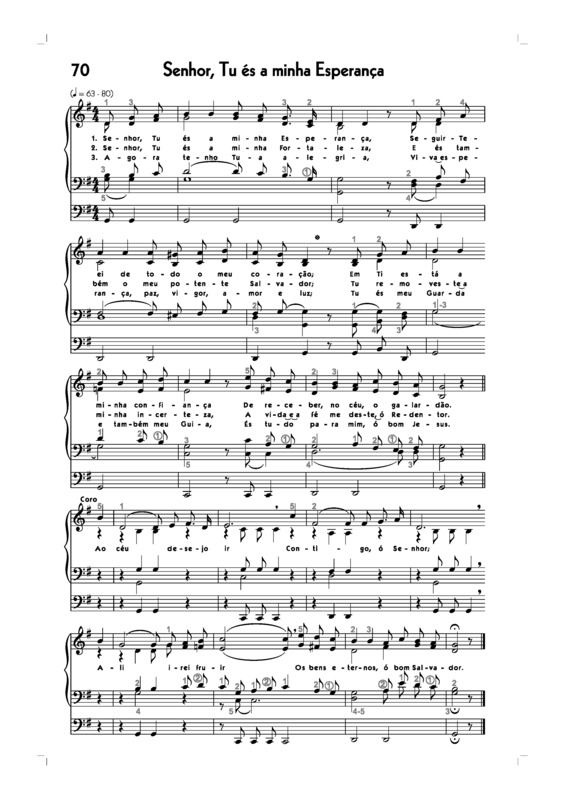 Partitura da música -70. Senhor Tu És Minha Esperança