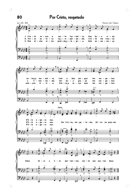 Partitura da música -80. Por Cristo Resgatado