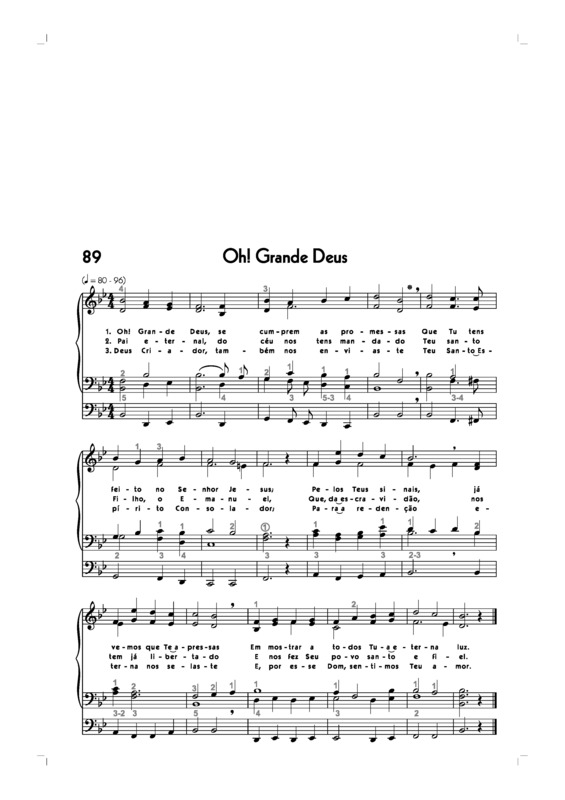 Partitura da música -89. Oh Grande Deus