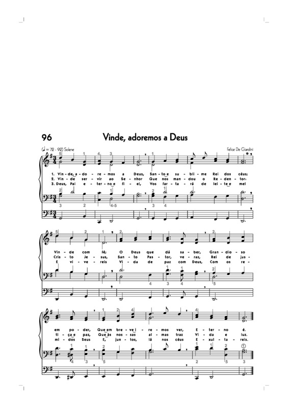 Partitura da música -96. Vinde Adoremos A Deus