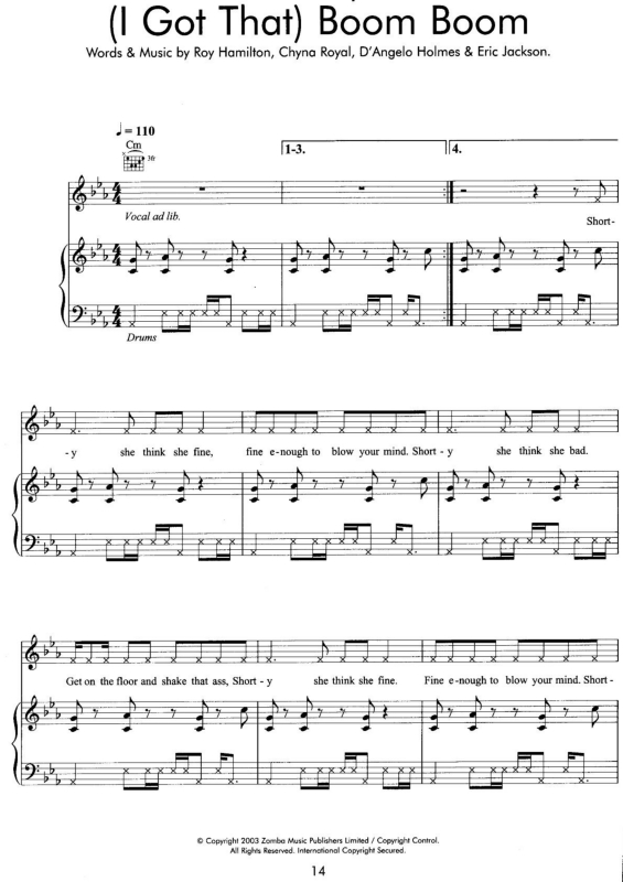 Partitura da música (I Got That) Boom Boom