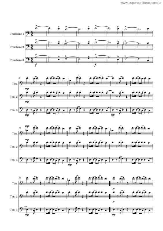 Partitura da música `Lagrimas E Chuva – Trombone 1.2.3