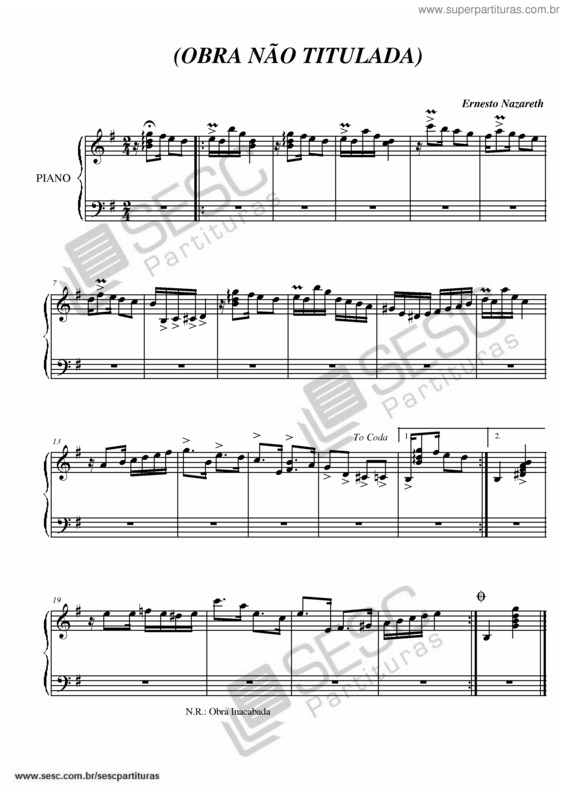 Partitura da música (obra não titulada)