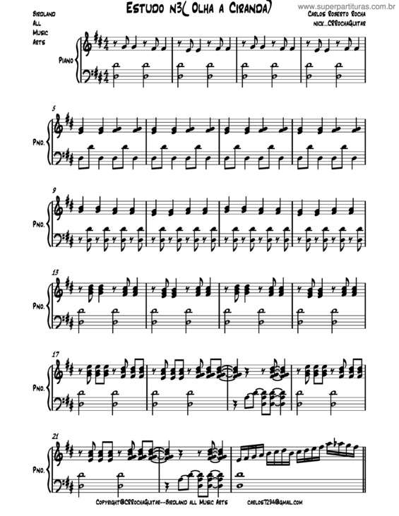 Partitura da música  Olha a Ciranda