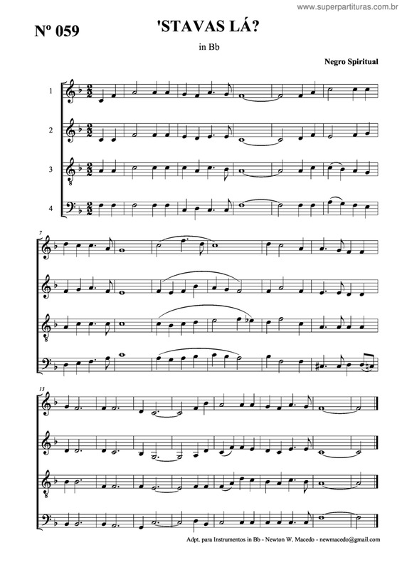 Partitura da música 'Stavas Lá? v.2