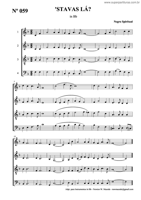 Partitura da música 'Stavas Lá? v.2