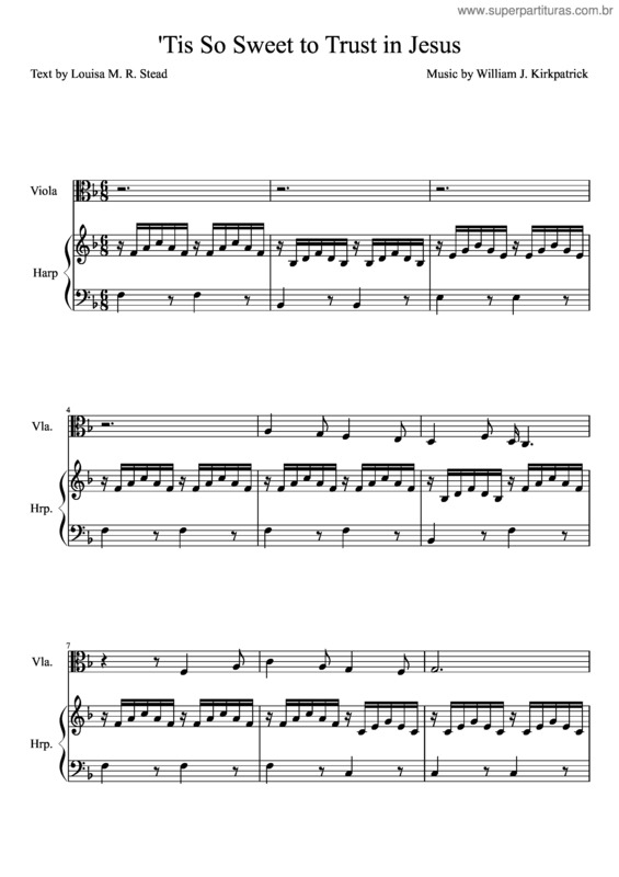 Partitura da música `Tis So Sweet To Trust In Jesus v.5