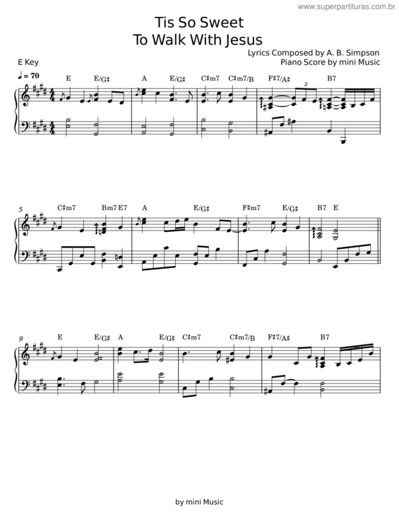 Partitura da música `Tis So Sweet To Walk With Jesus