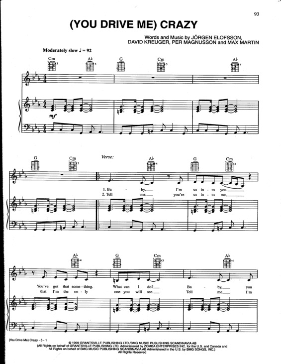 Partitura da música (You Drive Me) Crazy v.3