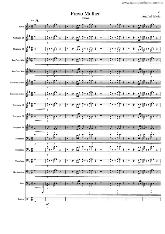 Partitura da música 00 Frevo Mulher Grade  1