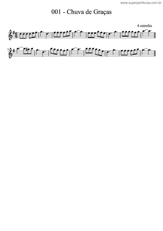 Partitura da música 001 – Chuva De Graças