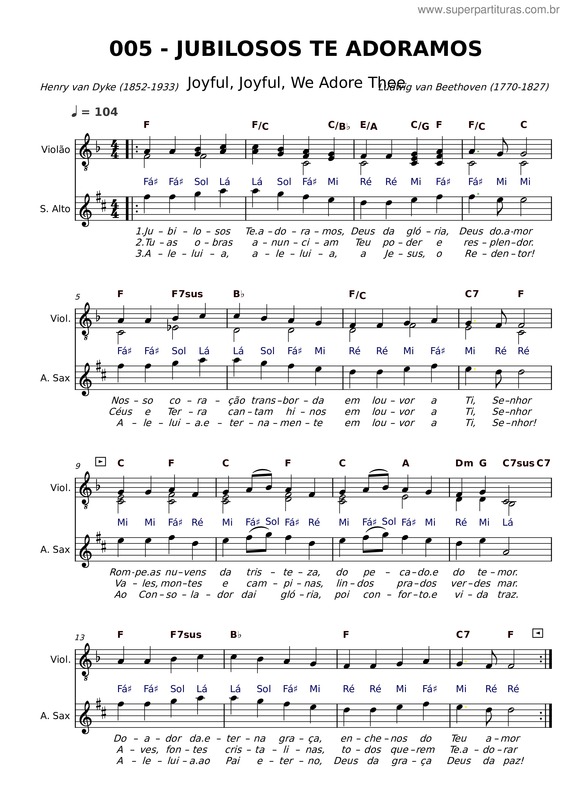 Partitura da música 005 – Jubilosos Te Adoramos
