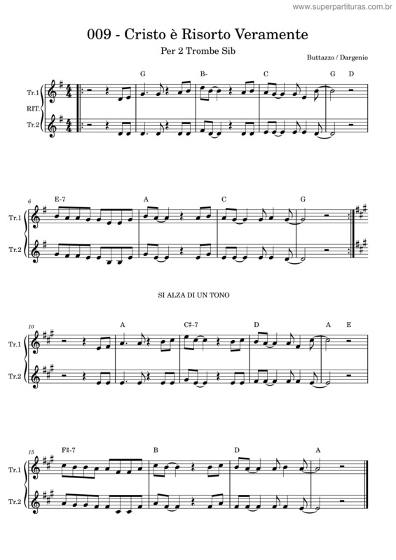 Partitura da música 009 – Alleluia Cristo È Risorto Veramente – Dargenio–Buttazzo