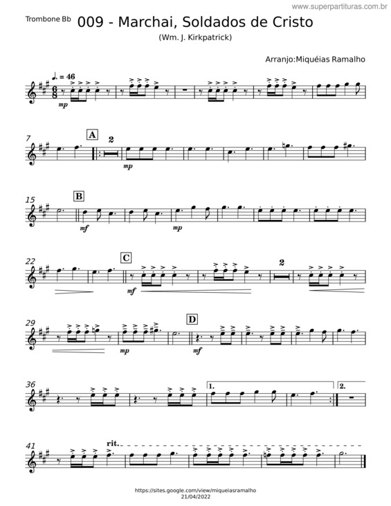 Partitura da música 009 – Marchai, Soldados De Cristo – J. Kirkpatrick v.3