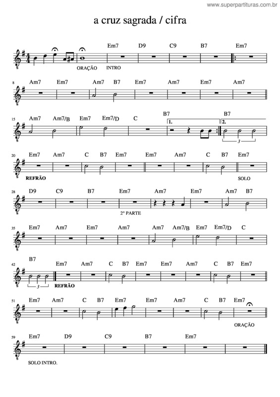 Partitura da música 01–A Cruz Sagrada Seja Minha Luz